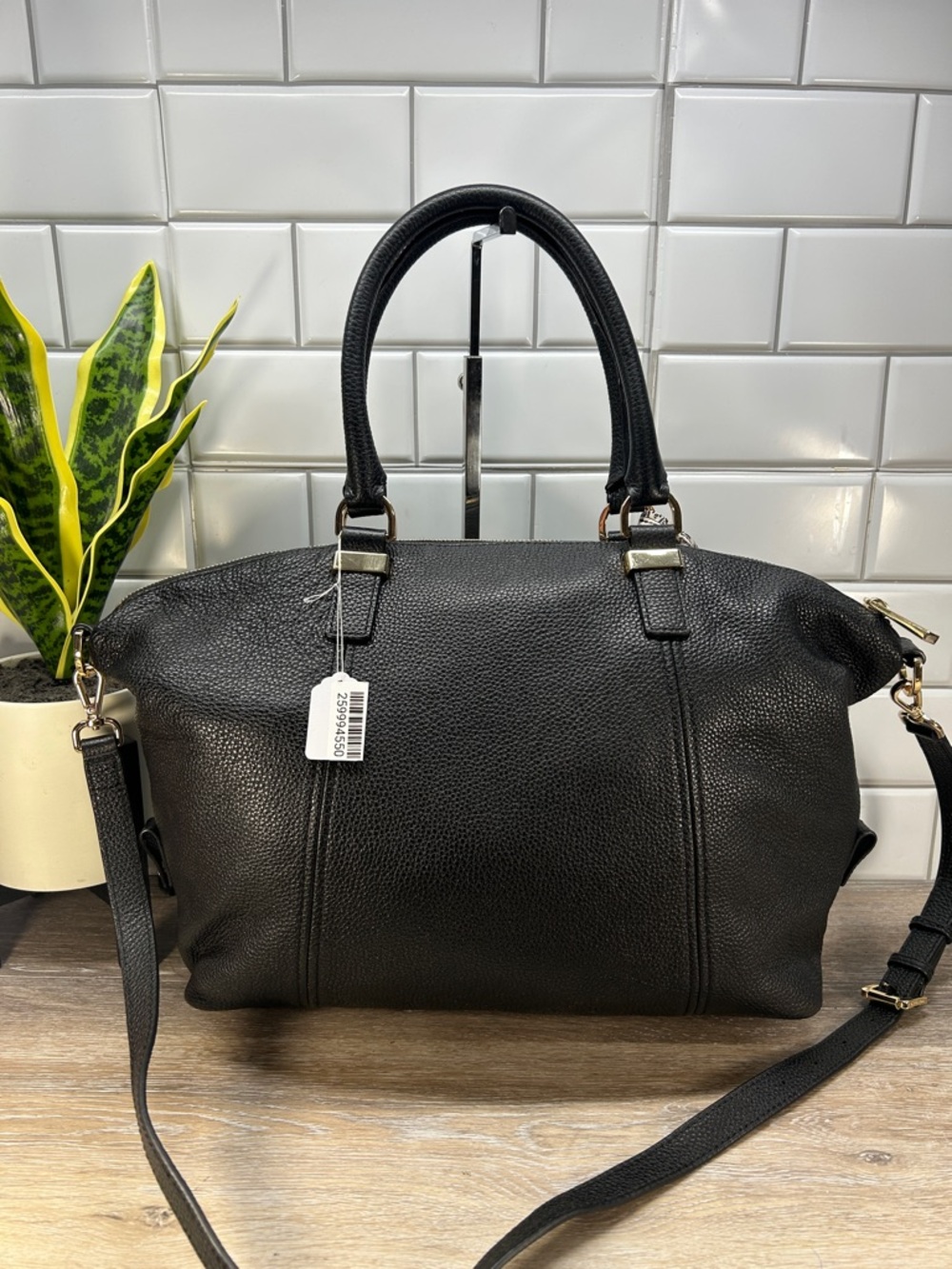 4550 Michael Kors Black Pebbled Leather Satchel - Picture 2 of 13